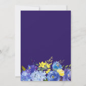 明るい黄色の青い花 招待状 (裏面)