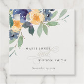 明るい黄色の青フローラ水色結婚の フェイバータグ (正面)