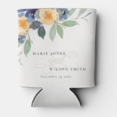 明るい黄色の青フローラ水色結婚の 缶クーラー (正面)