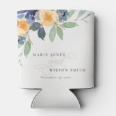 明るい黄色の青フローラ水色結婚の 缶クーラー (裏面)