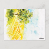 明るい黄色の風景農地の結婚式の招待 ポストカード (裏面)