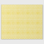 明るい黄色の麻織りに白いハート ラッピングペーパー (フラット)