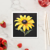 明るい黄色の黒い目のスーザンウォーター色 スタンダードカクテルナプキン (インサイチュ)