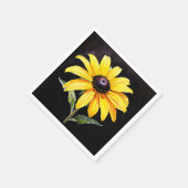 明るい黄色の黒い目のスーザンウォーター色 スタンダードカクテルナプキン (角)