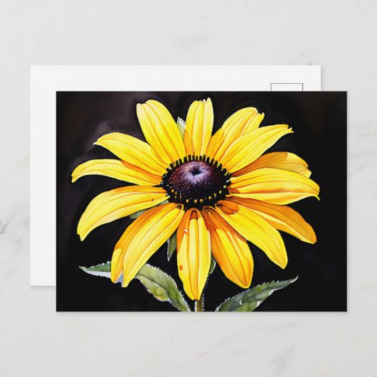 明るい黄色の黒い目のスーザンウォーター色 ポストカード (正面/裏面)