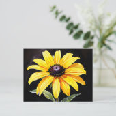 明るい黄色の黒い目のスーザンウォーター色 ポストカード (スタンド正面)