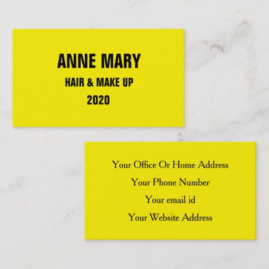 明るい黄色の黒い髪と化粧スタイリッシュモダン 名刺 (正面/裏面)