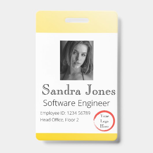 明るい黄色のIDカードをフェード(垂直/ポートレート) バッジ (正面)