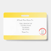 明るい黄色のIDカードをフェード（横） バッジ (裏面)