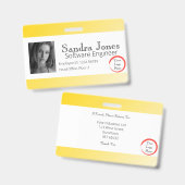 明るい黄色のIDカードをフェード（横） バッジ (正面＆裏面)