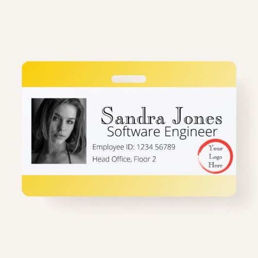 明るい黄色のIDカードをフェード(横) バッジ (正面)