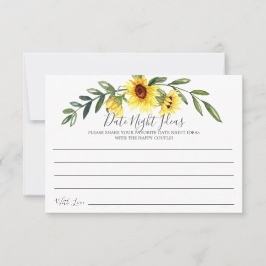 明るい黄色ひまわり日付夜アイディアカード 招待状 (正面)