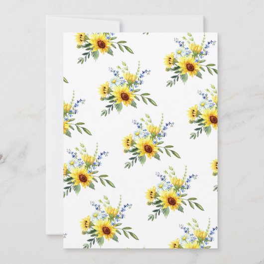 明るい黄色ひまわり誕生日パーティー 招待状 (裏面)