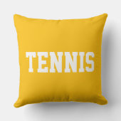 明るい黄色オレンジに白のTENNIS文字 クッション (裏面)