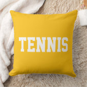 明るい黄色オレンジに白のTENNIS文字 クッション (ブランケット)