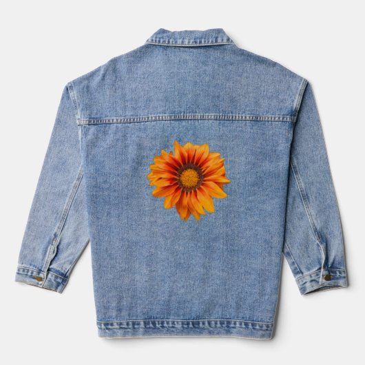 明るい黄色オレンジグラデーションの花の切り抜き デニムジャケット (裏面)