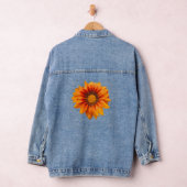 明るい黄色オレンジグラデーションの花の切り抜き デニムジャケット (ハンガー)