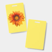 明るい黄色オレンジグラデーションの花の切り抜き バッジ (正面＆裏面)