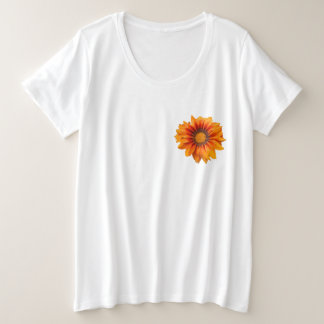 明るい黄色オレンジグラデーションの花の切り抜き プラスサイズTシャツ