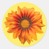 明るい黄色オレンジグラデーションの花の切り抜き ラウンドシール (正面)