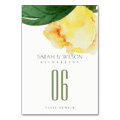 明るい黄色オレンジ色の水色フローラテーブル テーブルナンバー (正面)