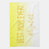 明るい黄色グラデーションの最高のお母さん キッチンタオル (縦)