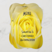 明るい黄色バラの花の結婚式メニュー メニュー (正面/裏面)