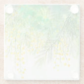 明るい黄色ミモサ水彩花絵を描の花 ガラスコースター (裏面)