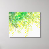 明るい黄色ミモサ水彩花絵を描の花 キャンバスプリント (正面)