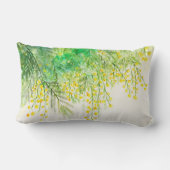 明るい黄色ミモサ水彩花絵を描の花 ランバークッション (裏面)