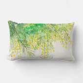 明るい黄色ミモサ水彩花絵を描の花 ランバークッション (正面)
