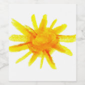 明るい黄色絵を描の太陽 ワインラベル (シングルラベル)