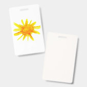 明るい黄色色彩の鮮やかの太陽（手） バッジ (正面＆裏面)