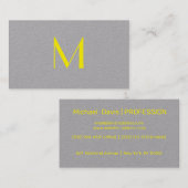 明るい黄色&グレー – モノグラムの追加 名刺 (正面/裏面)