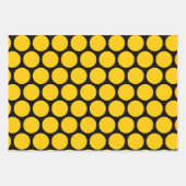 明るい黄色、黒と白のドットデザイン ラッピングペーパーシート (正面2)