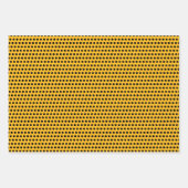 明るい黄色、黒と白のドットデザイン ラッピングペーパーシート (正面)