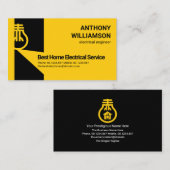 明るい黄輝く色の電球電気技師 名刺 (正面/裏面)