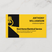 明るい黄輝く色の電球電気技師 名刺 (正面)