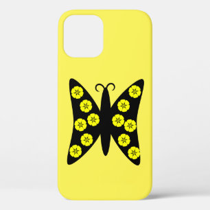 明るい黒と黄色の蝶 iPhone 12ケース