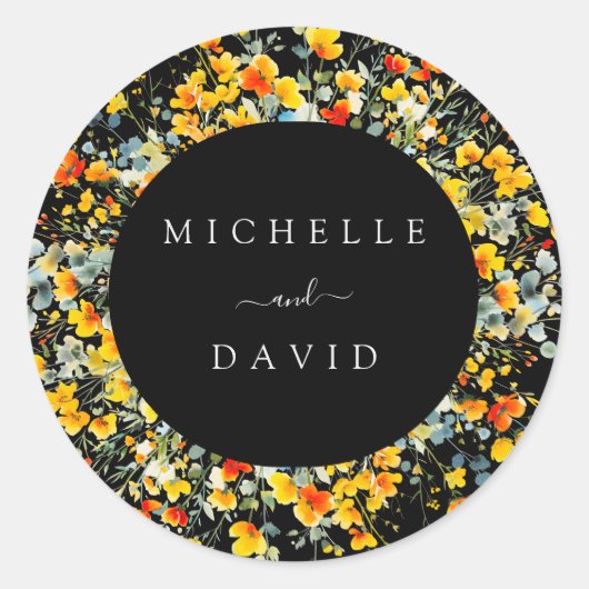 明るい黒のフローラ水結婚色 ラウンドシール (正面)