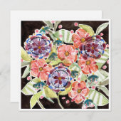 明るい黒フローラ水色フラット展開カード (正面/裏面)