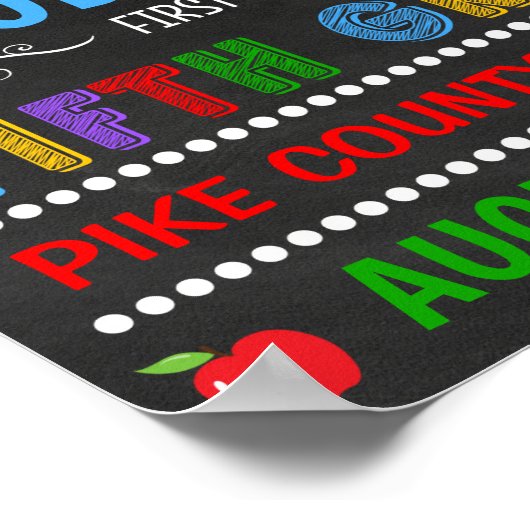 明るい黒板五等標識の最初の日 ポスター (角)