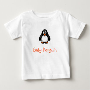 明るい鼻の可愛い漫画ベビーペンギン ベビーTシャツ