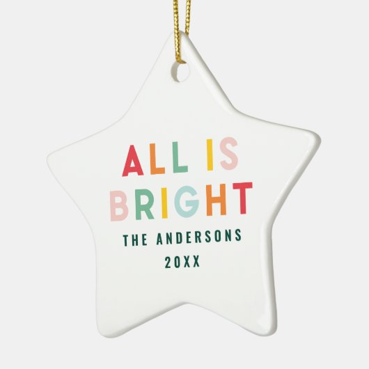 明るい1フォトグリーンおもしろいモダンクリスマスファミリー セラミックオーナメント (左)