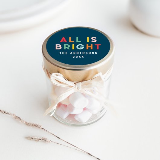 明るい1フォトネイビーブルークリスマスモダンファミリー ラウンドシール