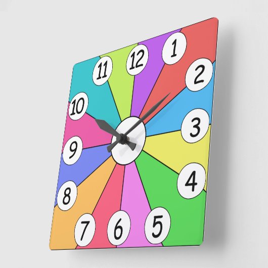 明るい12色 スクエア壁時計 (傾斜)