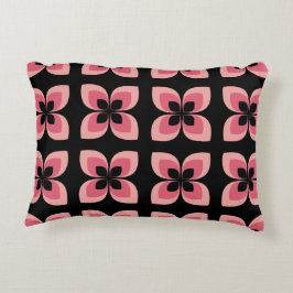 明るい2トーンのピンクの花模様 アクセントクッション