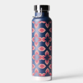 明るい2トーンのピンクの花模様 ウォーターボトル (右面)