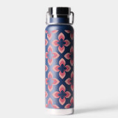 明るい2トーンのピンクの花模様 ウォーターボトル (背面)