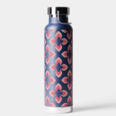 明るい2トーンのピンクの花模様 ウォーターボトル (左面)